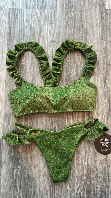 Glitter olive green Ruffle
