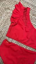 Load image into Gallery viewer, Ruffle red high waisted