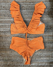 Load image into Gallery viewer, Orange ruffle high waisted