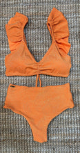 Load image into Gallery viewer, Orange ruffle high waisted