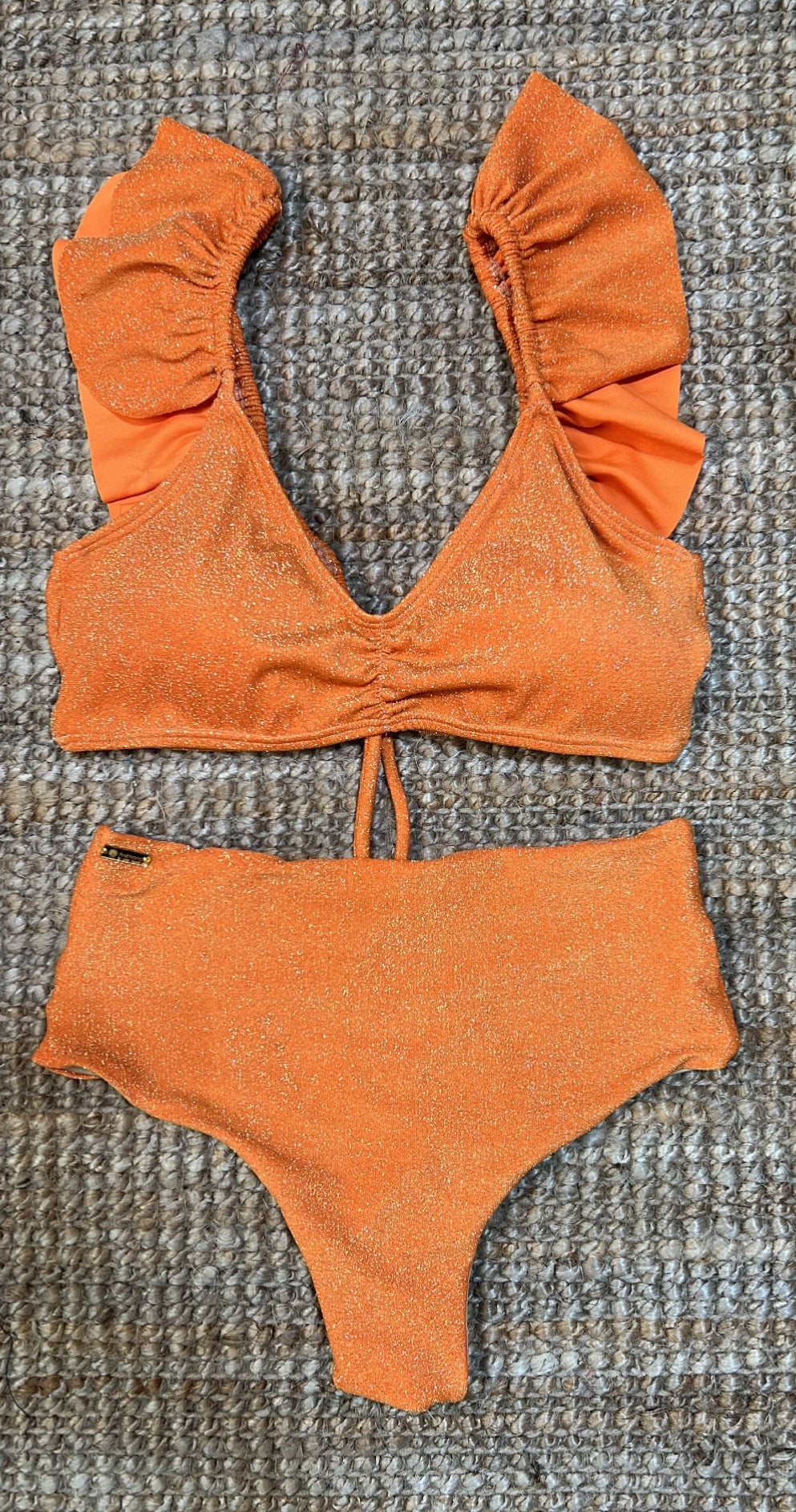 Orange ruffle high waisted